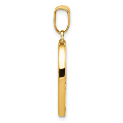 14K Yellow Gold Polished Crooked Heart Pendant