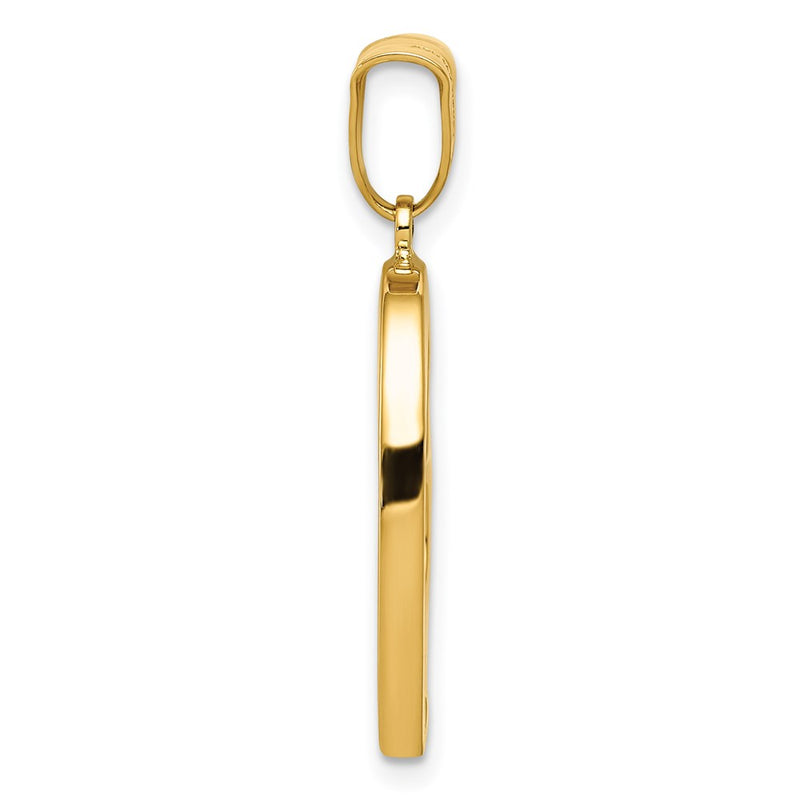 14K Yellow Gold Polished Crooked Heart Pendant