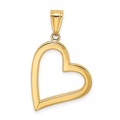 14K Yellow Gold Polished Crooked Heart Pendant