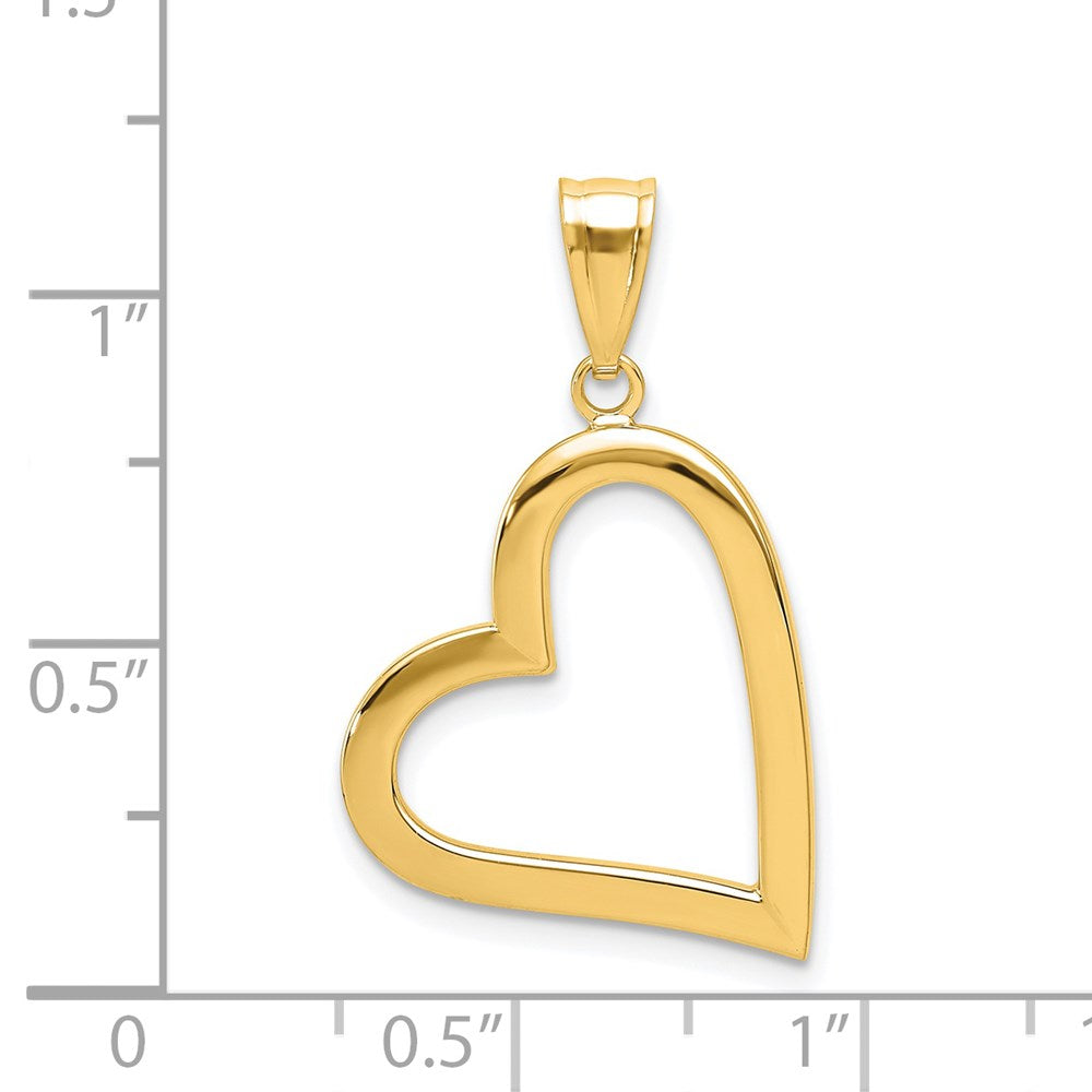 14K Yellow Gold Polished Crooked Heart Pendant