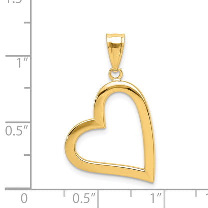14K Yellow Gold Polished Crooked Heart Pendant