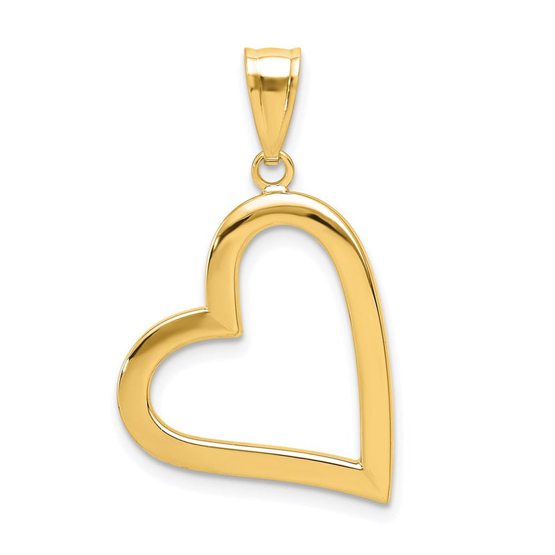 14K Yellow Gold Polished Crooked Heart Pendant