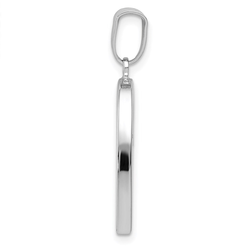 14K White Gold Polished Hollow Heart Pendant