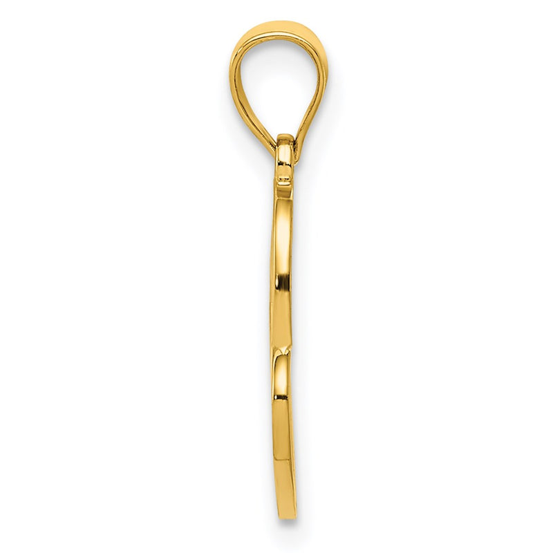 14K Yellow Gold Polished Double Heart Pendant