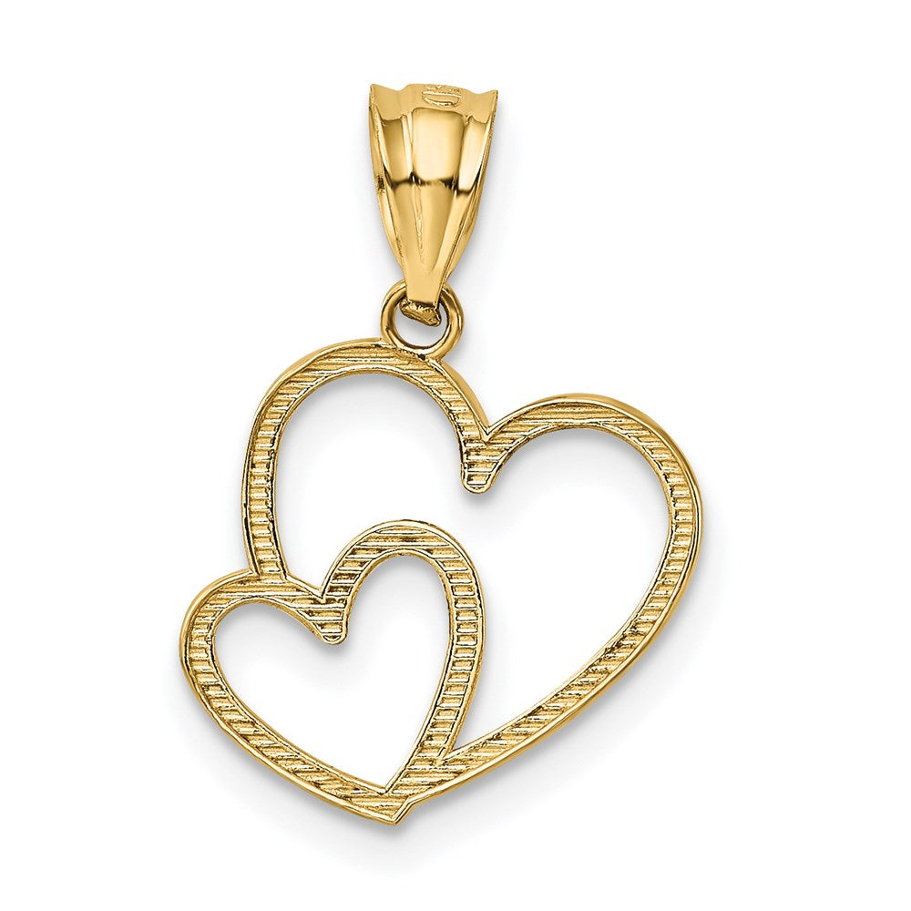 14K Yellow Gold Polished Double Heart Pendant