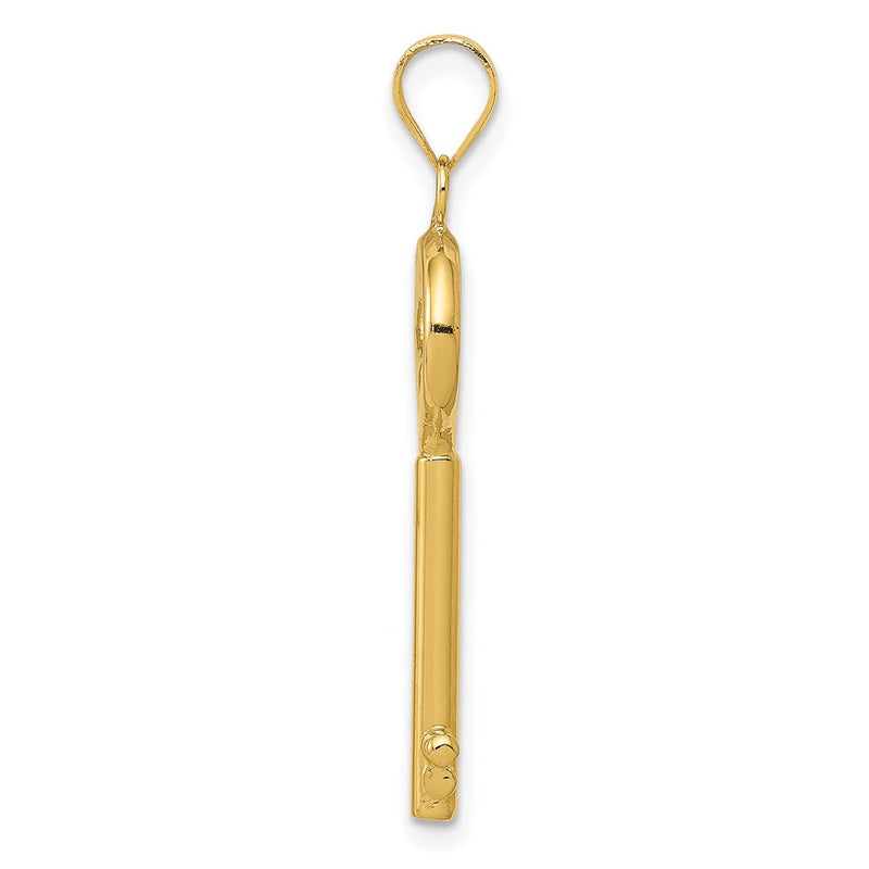 14K Yellow Gold Polished 3-D Key Charm