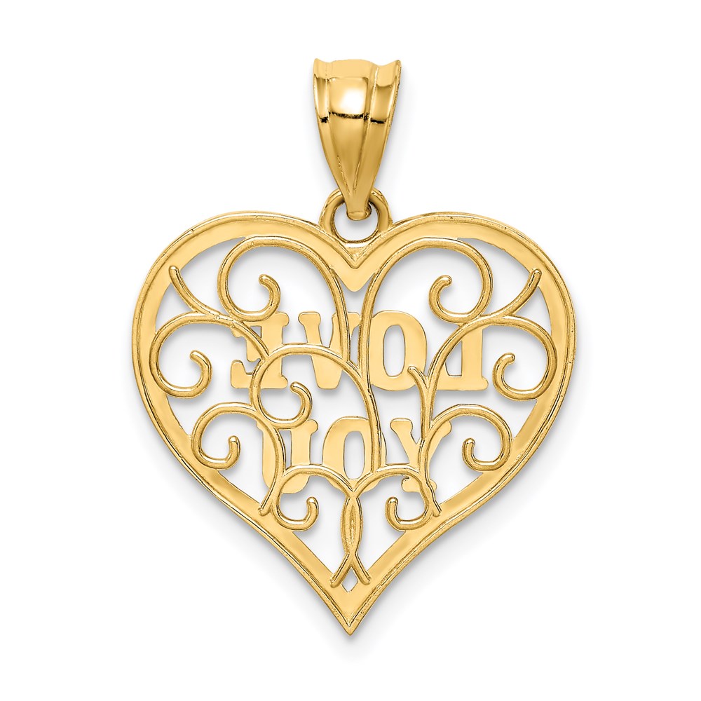 14K Yellow & Rhodium And White Filigree Love You