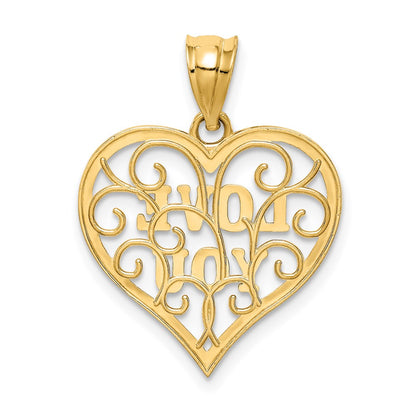 14K Yellow & Rhodium And White Filigree Love You