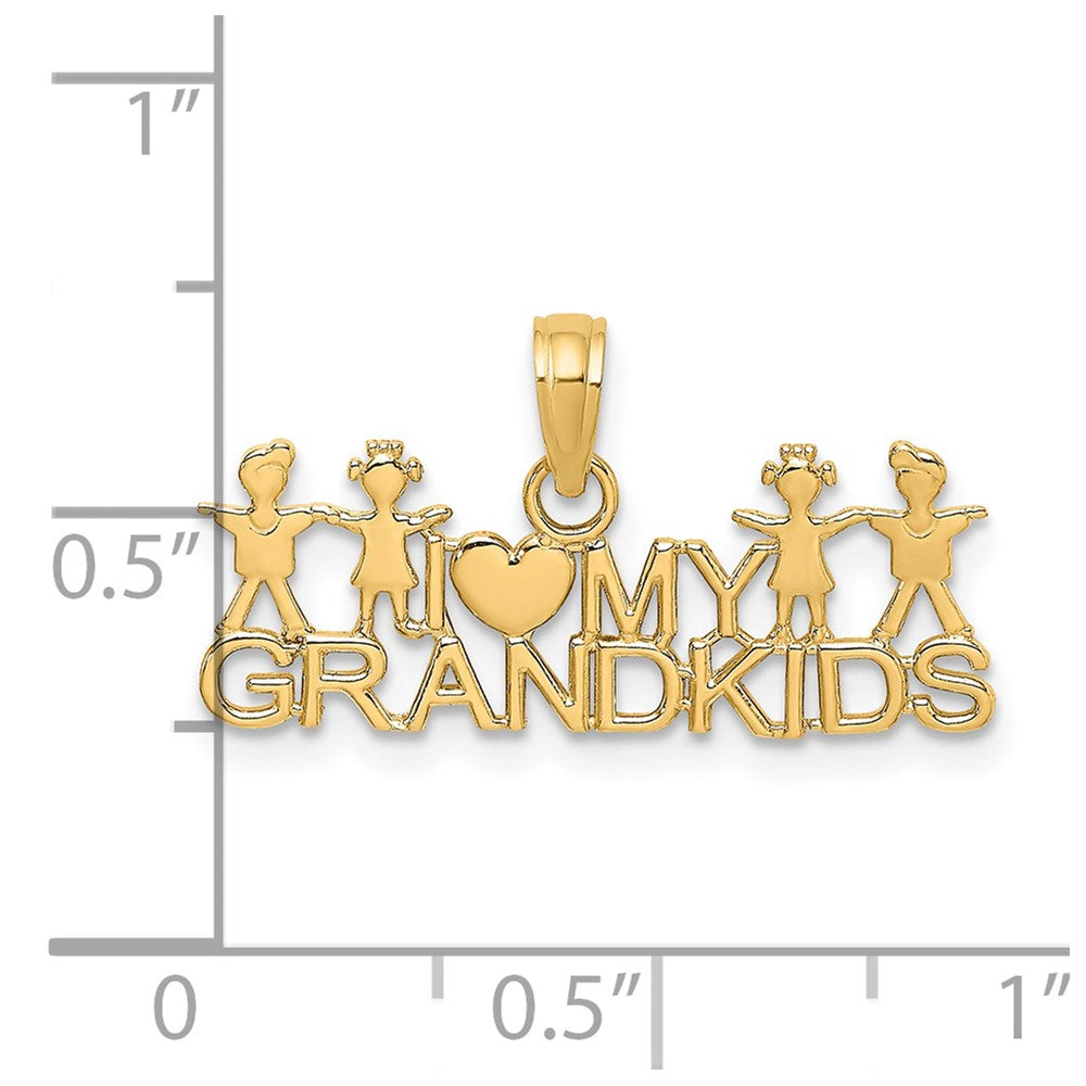 14K Yellow Gold I Love My Grandkids Charm