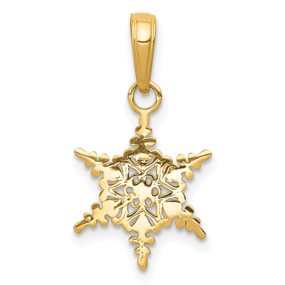 14K Yellow Gold Small Snowflake Pendant