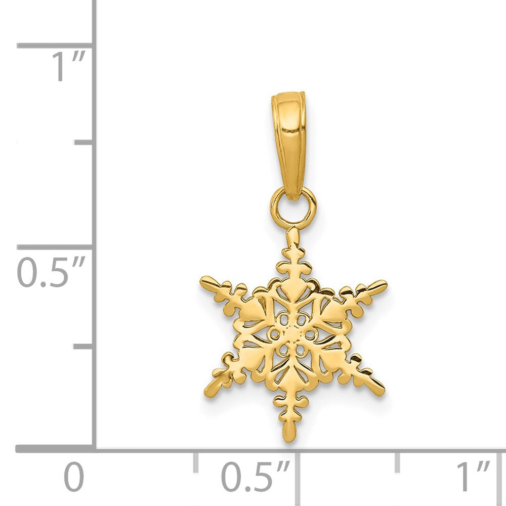 14K Yellow Gold Small Snowflake Pendant