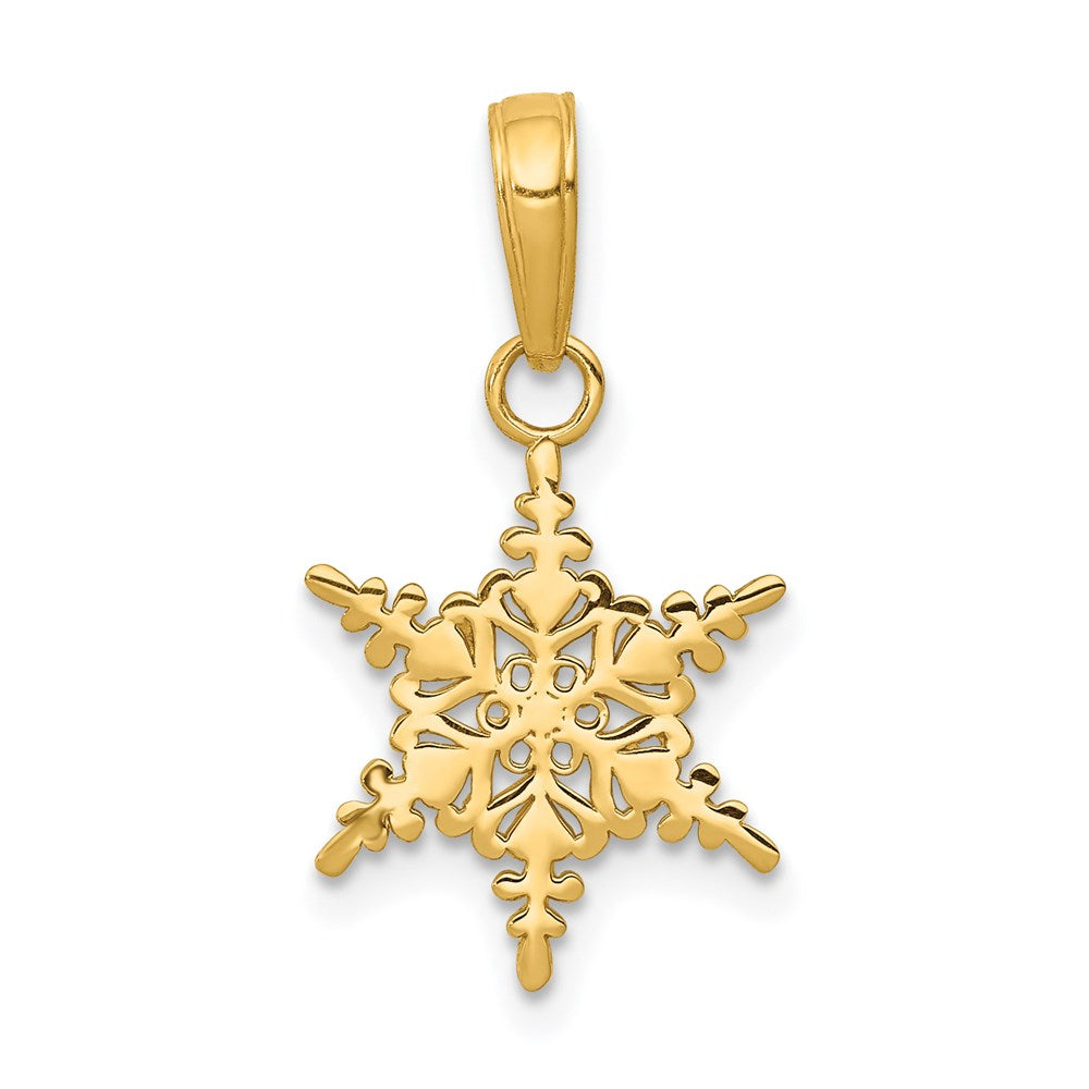 14K Yellow Gold Small Snowflake Pendant