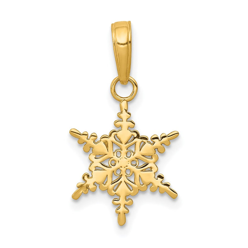 14K Yellow Gold Small Snowflake Pendant
