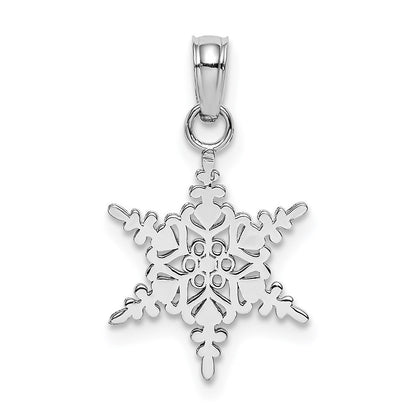 14K White Gold Small Snowflake Pendant