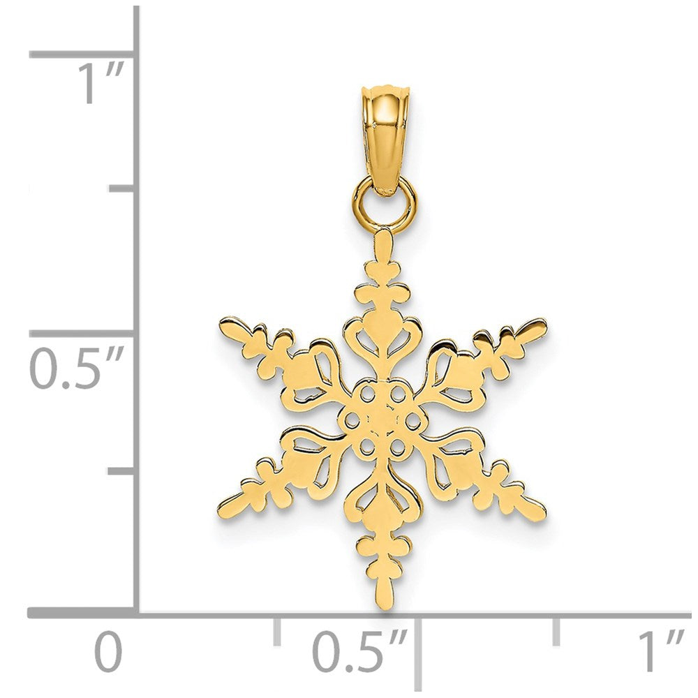 14K Yellow Gold Polished Snowflake Charm