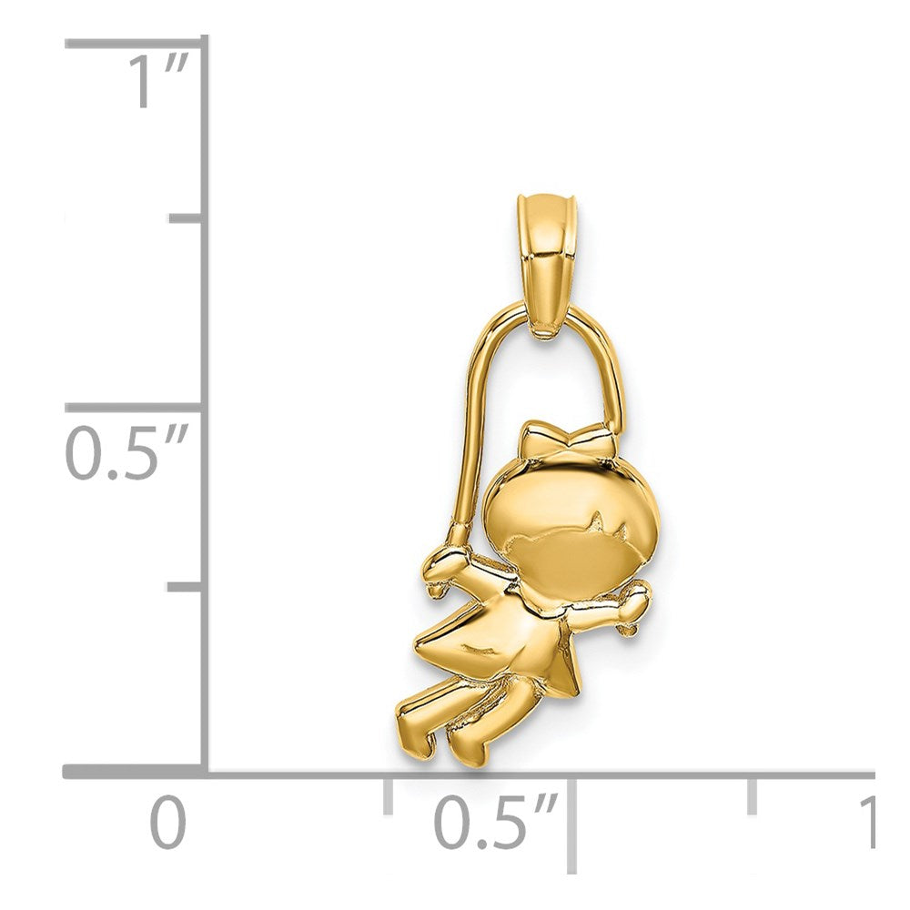 14K Yellow Gold Girl With Jump Rope Charm