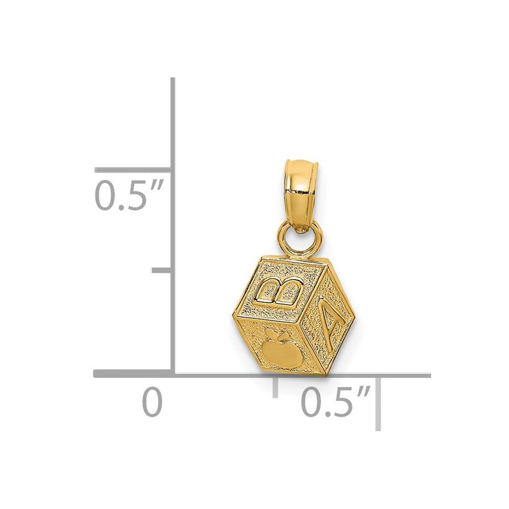 14K Yellow Gold Baby Block Charm