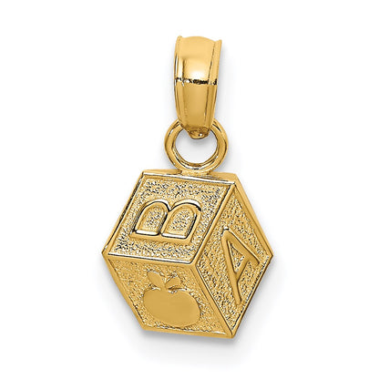 14K Yellow Gold Baby Block Charm