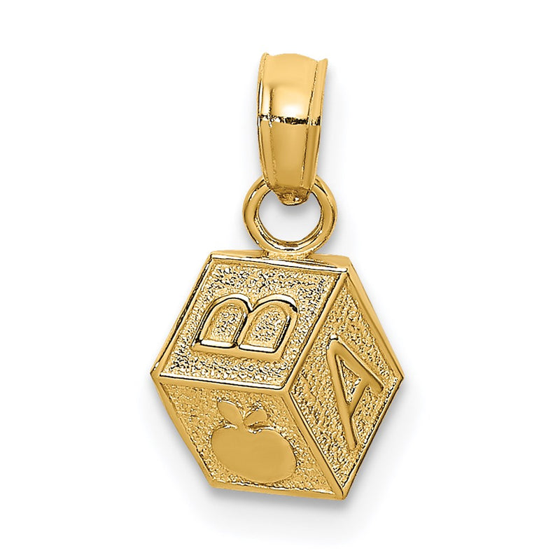 14K Yellow Gold Baby Block Charm