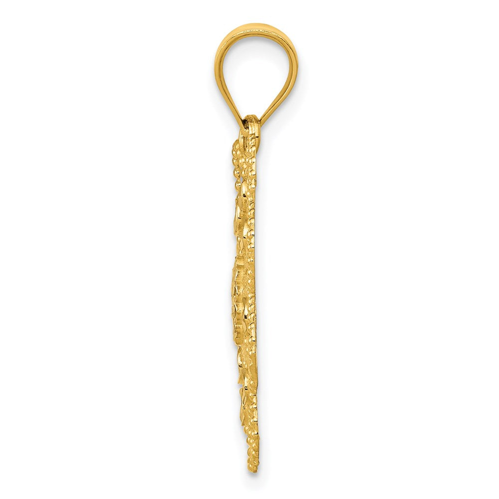 14K Yellow & Rhodium And Diamond-Cut Swirl Round Pendant