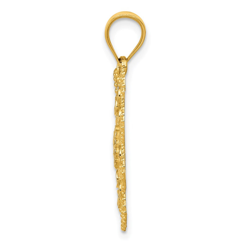 14K Yellow & Rhodium And Diamond-Cut Swirl Round Pendant