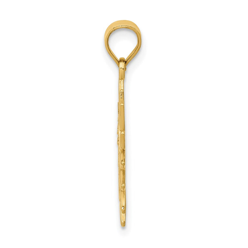 14K Yellow Gold Polished Filigree Sun Pendant