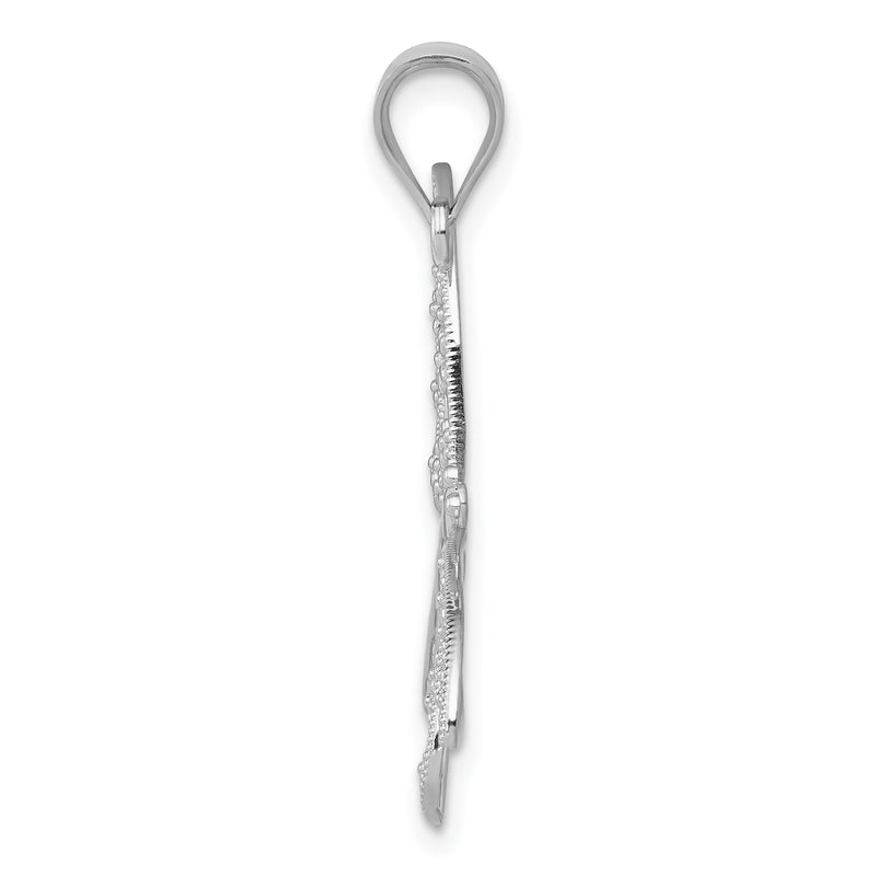 14K White Gold Filigree Dragonfly Pendant