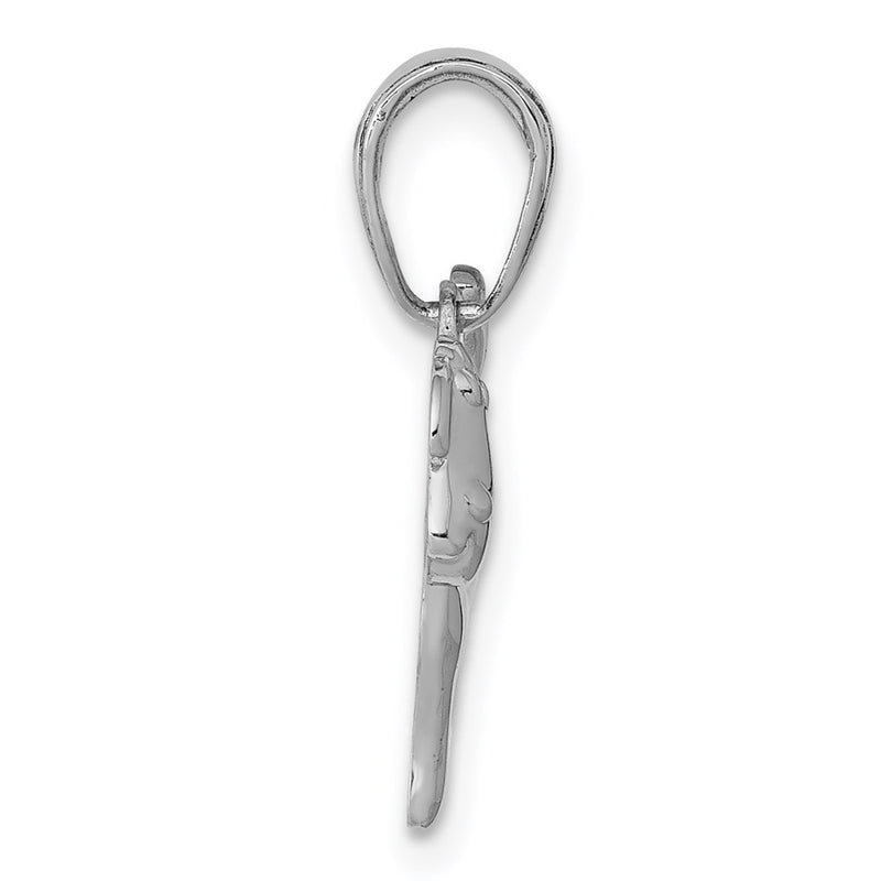 14K White Gold Polished Dog Charm
