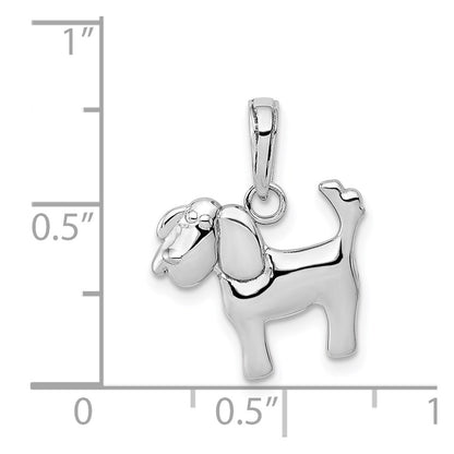 14K White Gold Polished Dog Charm