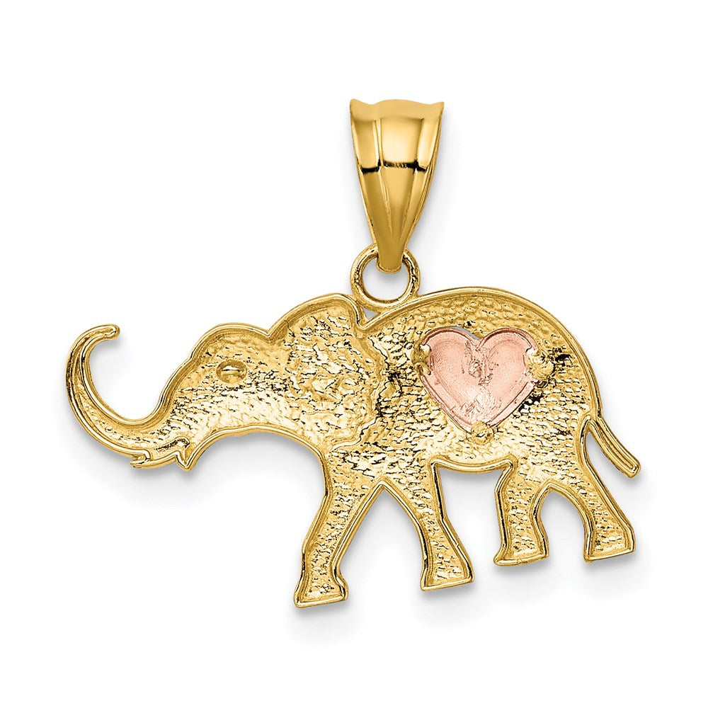 14K Two-Tone Yellow And Rose Gold Elephant W/Heart Charm