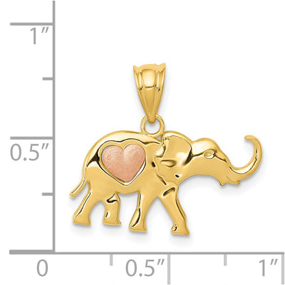 14K Two-Tone Yellow And Rose Gold Elephant W/Heart Charm