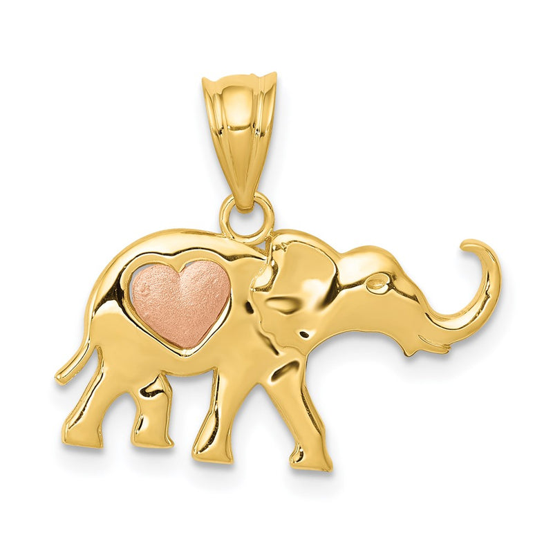 14K Two-Tone Yellow And Rose Gold Elephant W/Heart Charm