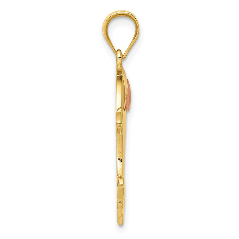 14K Two-Tone Two Tone Dolphin W/Heart Pendant
