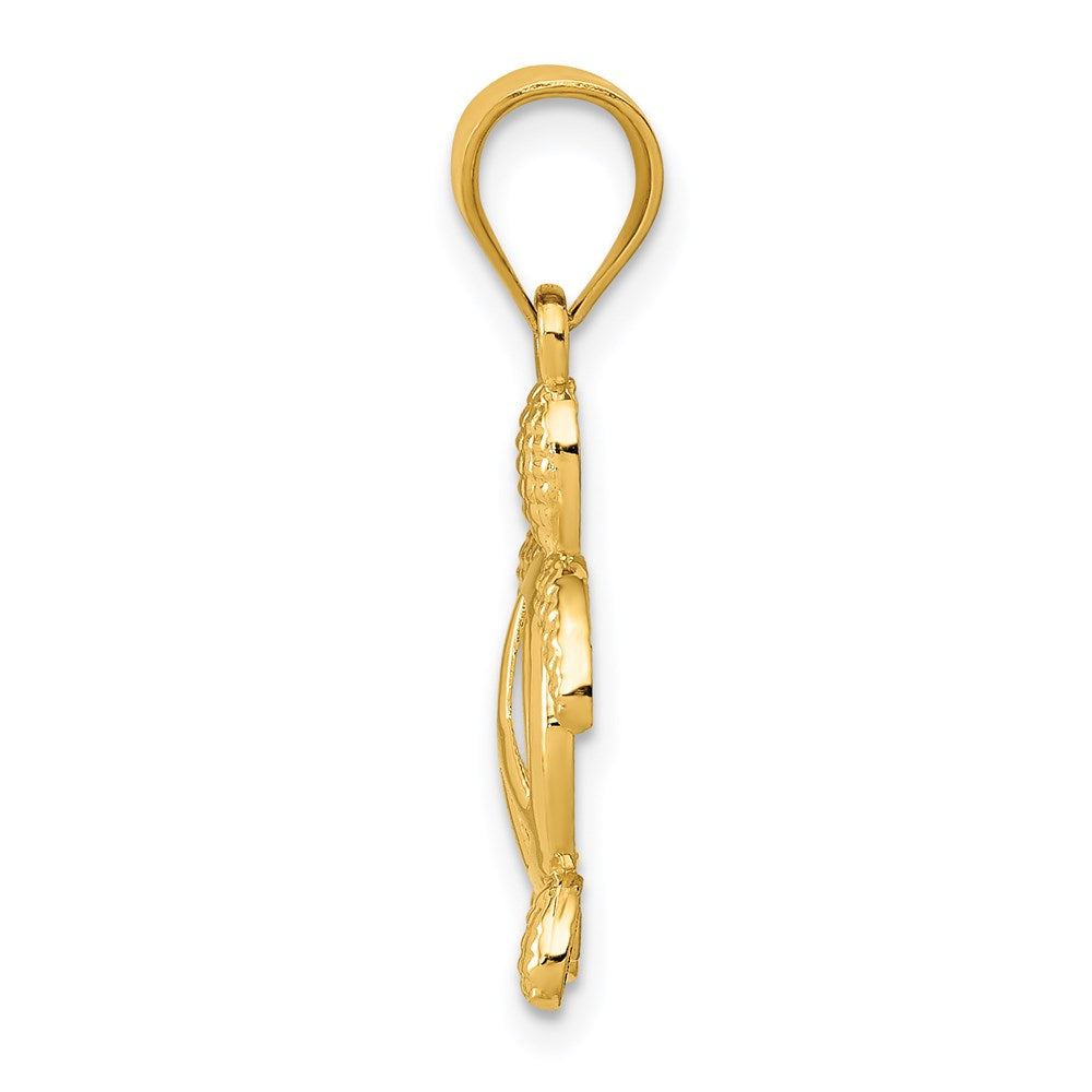 14K Yellow Gold Peace Turtle Pendant