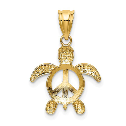 14K Yellow Gold Peace Turtle Pendant