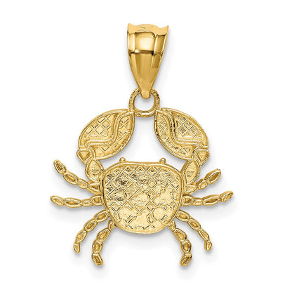 14K Yellow & Rhodium With Diamond-Cut Crab Pendant