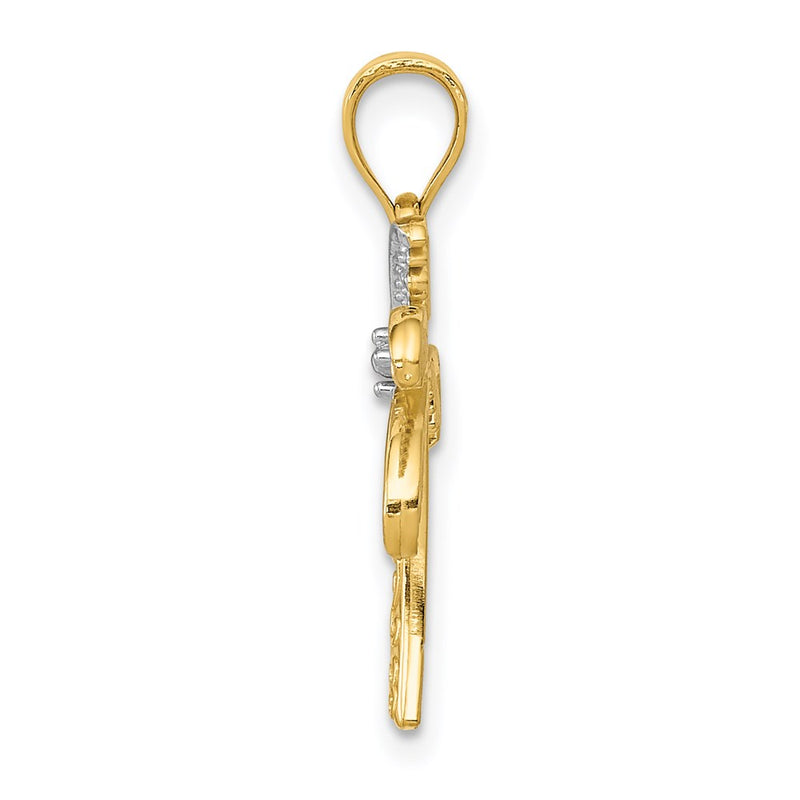 14K Yellow & Rhodium W/Rhodium Palm Tree Pendant