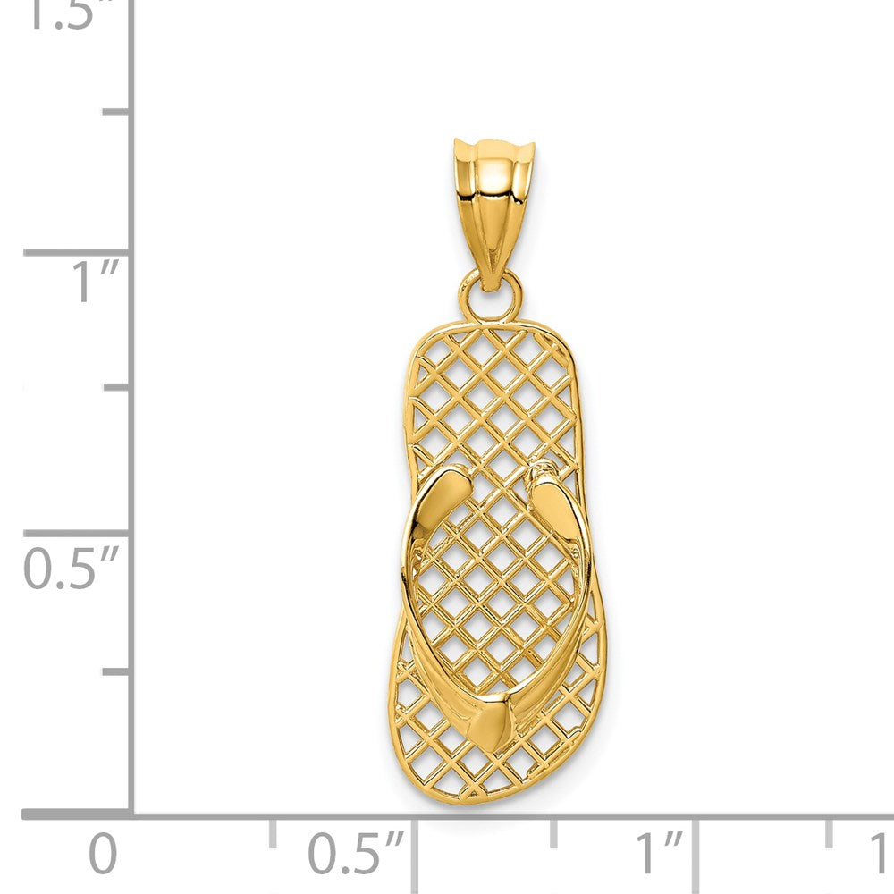 14K Yellow Gold Mesh Flip Flop Pendant