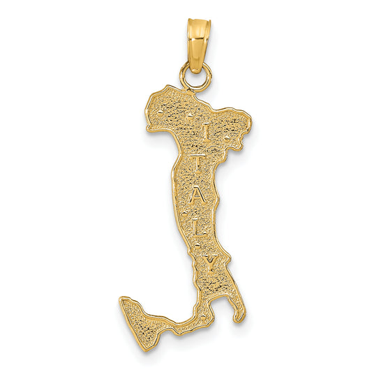 14K Yellow Gold Map With Italy Charm