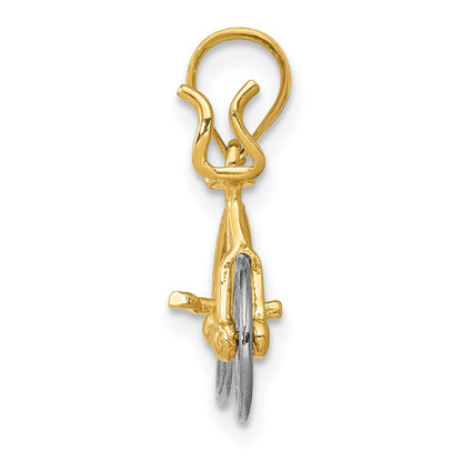 14K Two-Tone 3D Moveable Bicycle Pendant