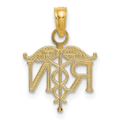 14K Yellow Gold Rn Registered Nurse Pendant