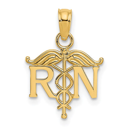 14K Yellow Gold Rn Registered Nurse Pendant