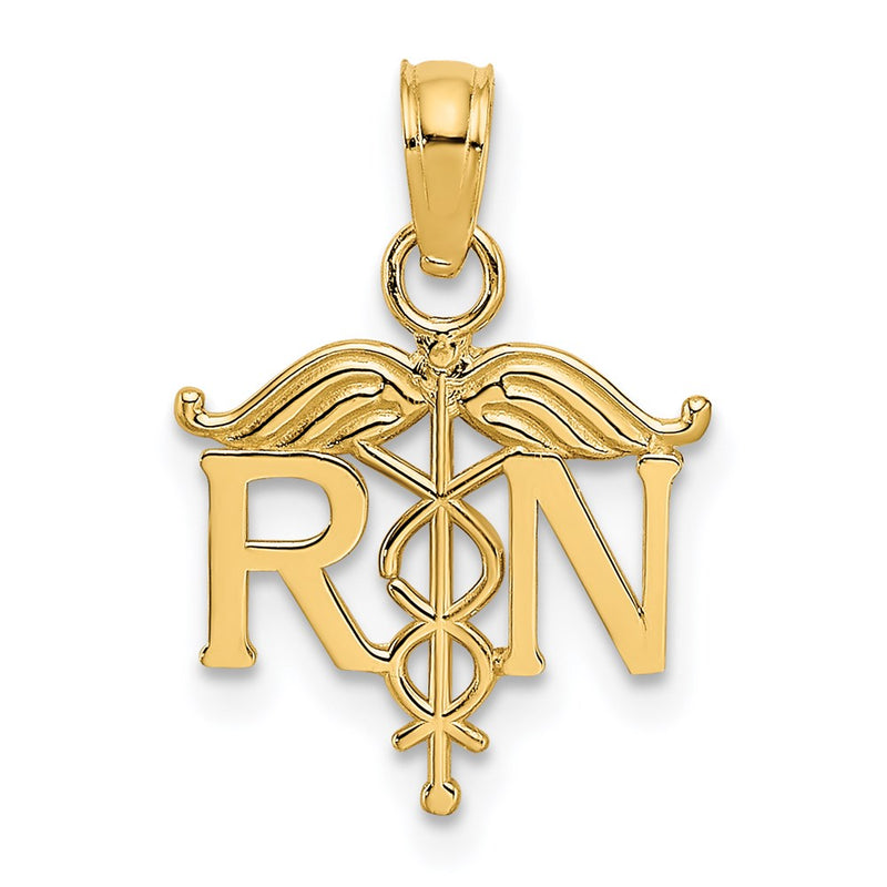 14K Yellow Gold Rn Registered Nurse Pendant