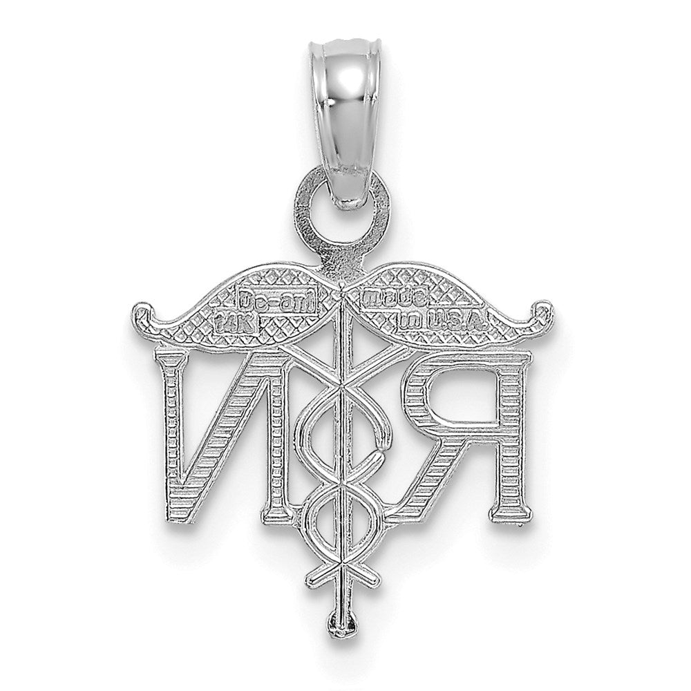 14K White Gold Rn Registered Nurse Pendant