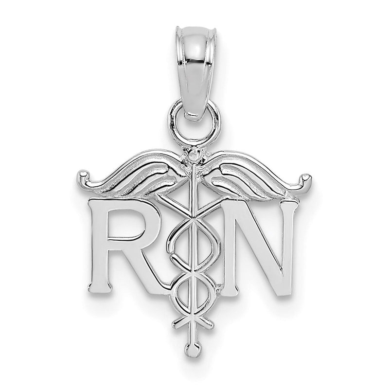 14K White Gold Rn Registered Nurse Pendant