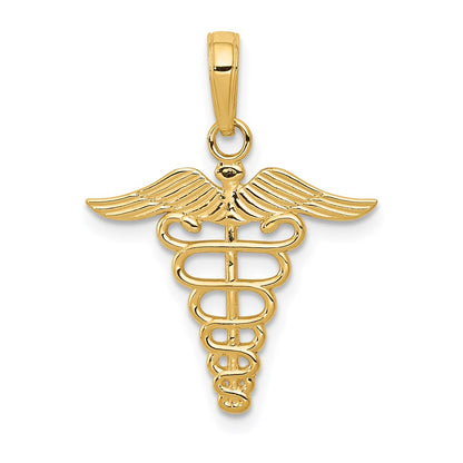 14K Yellow Gold Caduceus Charm