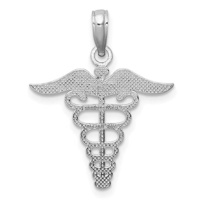 14K White Gold Caduceus Charm