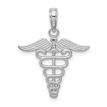 14K White Gold Caduceus Charm