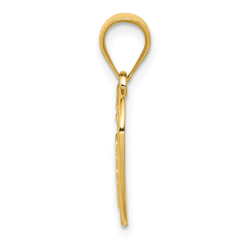14K Yellow Gold Caduceus Heart Medical Pendant