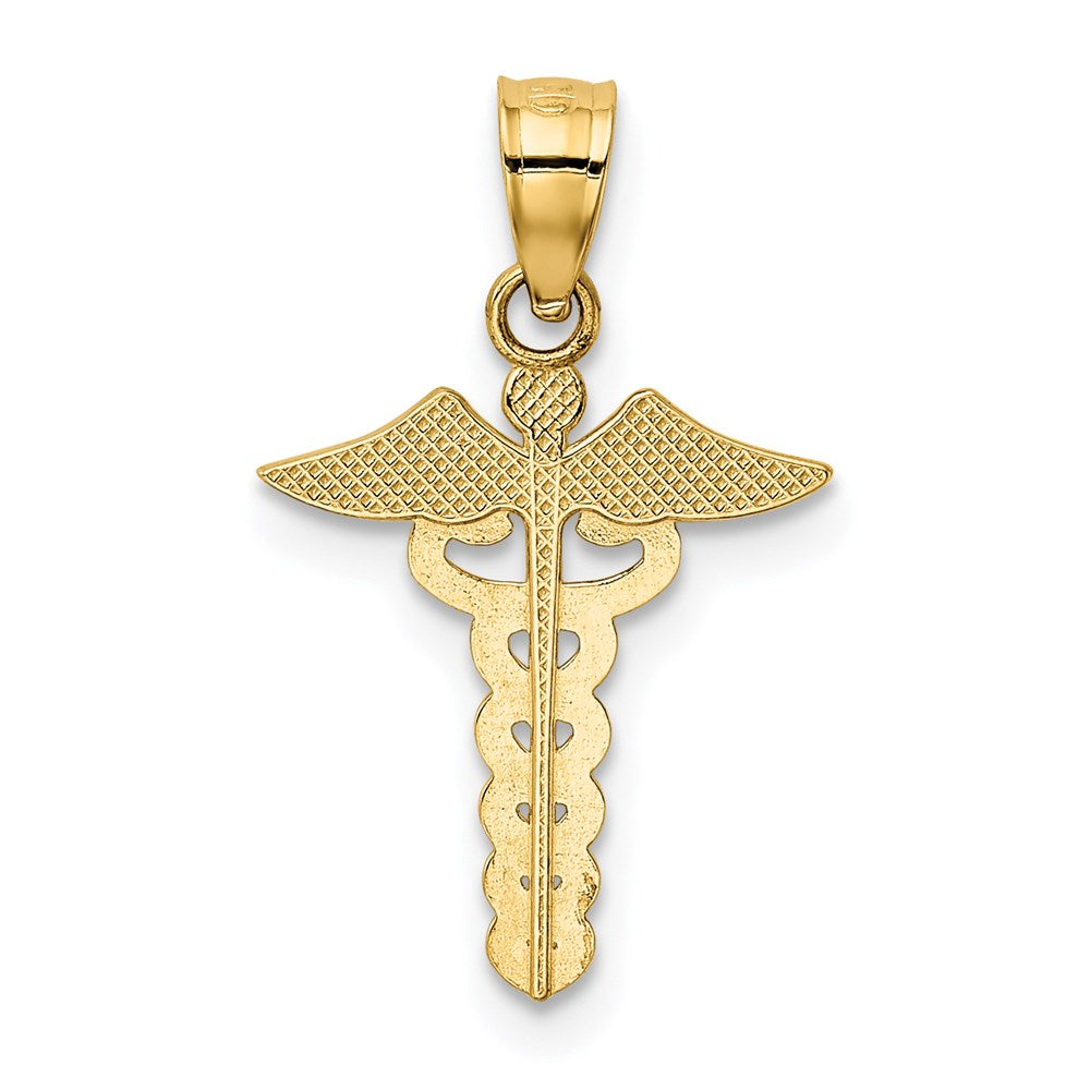 14K Yellow Gold Caduceus Medical Pendant